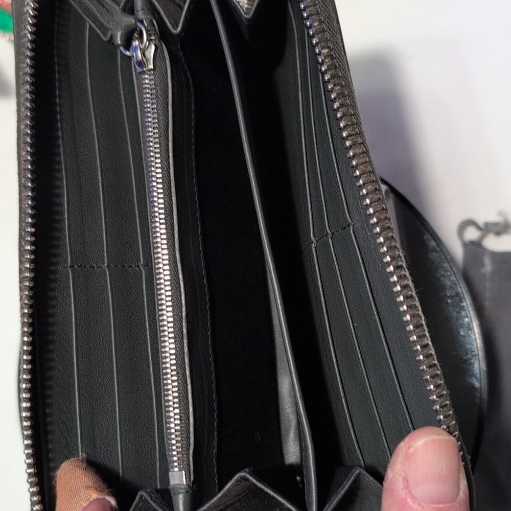 Balenciaga Papier Continual Double Zip Wallet In Gray Calfskin Leather/W Silver - Picture 15 of 17